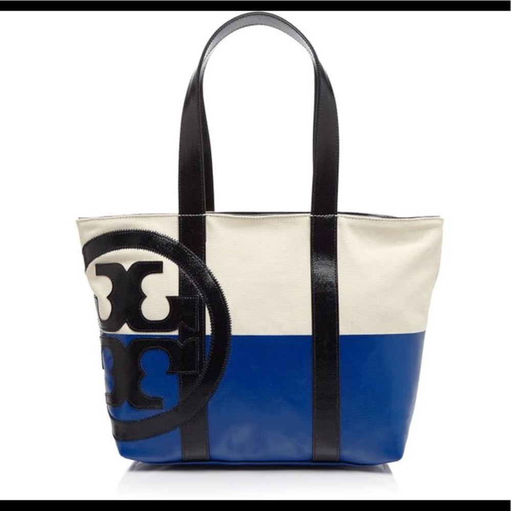 Tory Burch beach tote dipped blue canvas